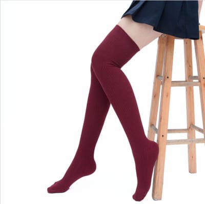 Damessokken - overknee kousen rood - elastisch katoen - maat 36-40 - lange sokken