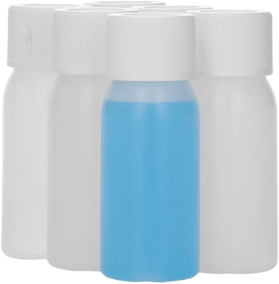 6 x 50 ml ronde fles HDPE naturel + Kindveiligedop wit - BPA Vrij - Niet Breekbaar - Plastic Flesjes Navulbaar - Met Dop - Lege Flessen - 6 stuks