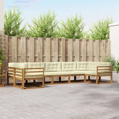 vidaXL - Buiten - bank - set - 7 - st - Natuurlijk - en - Crème