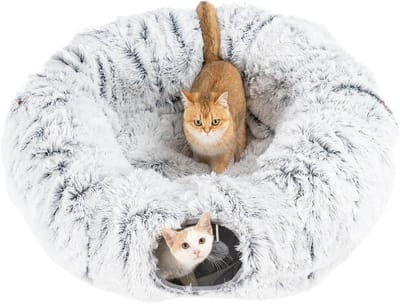 Kattentunnel Pluche - Tunnel Kat - Kattenmand- Kattenhuis - Speeltunnel Kat - Grijs