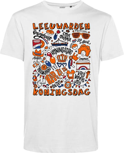 T-shirt Leeuwarden Oranjekoorts | Wit | maat XS