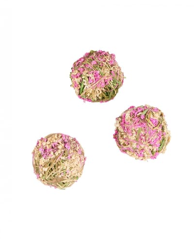 HOBI - 4 decoratieve ballen met natuurlijke witte en roze bloemen 5 cm voor een landelijke bruiloft