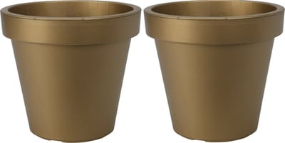 Pro Garden Plantenpot/bloempot Botanic Gold - 2x - buiten - kunststof - mat goud- Dia 20 cm - rond