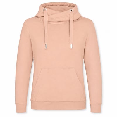 Cross Neck Hoodie Heren – Heavyweight Hoodie 330 g/m² – Crossover Hals – Streetwear Trui – Perzik - XS