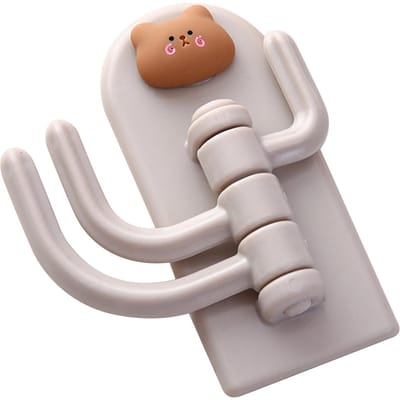Zelfklevende hanger punch vrij roterend 3 haken schattige dieren muur deur houder voor sleutels strik