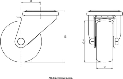 80 mm roestvrijstalen zwenkwiel met grijs, elektrisch geleidend thermoplast