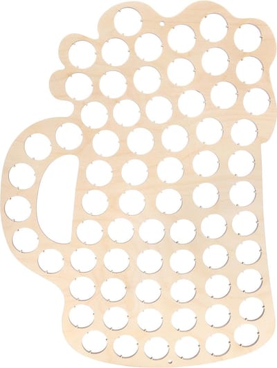 Creative Deco Multiplex Bierpul Kroonkurk Verzamelaar | 70 Flesdoppen Collectie Houder | Afmeting 32,5 x 44 x 0,5 cm | Handgemaakte Houten Wanddecoratie | Bierliefhebber Cadeau
