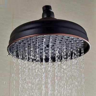 MTTproducts- Douchekop Antiek Messing 8 Inch - Wandmontage - Ronde Douchekop - Douchekop Hoge Druk - Douchekop met Filter - Duurzaam Messing - Douche
