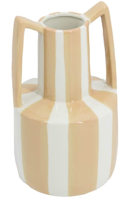 HomeBound by KY | Aardewerk vaas met oren stripe drab | bloemenvaas
