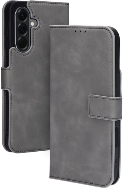 Mobiparts hoesje geschikt voor Samsung Galaxy A56 - Wallet/Boekhoesje - Eco Leer - Magneet Sluiting - Opberg vakken - Grijs