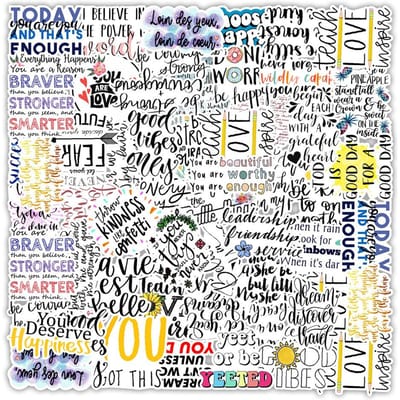 Autocollants Graffiti avec phrases anglaises, étiquette réutilisable, étanche, sans trace, pour PC, ordinateur portable, Mobile, 50 pièces English phrases multicolore
