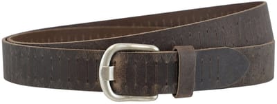 Landley Kinderriem Leer met Gleufjes - Stoer Hunter Leer - 3 cm - Jongens & Meisjes - Bruin - Lengte totaal 70 cm / Riemmaat 55