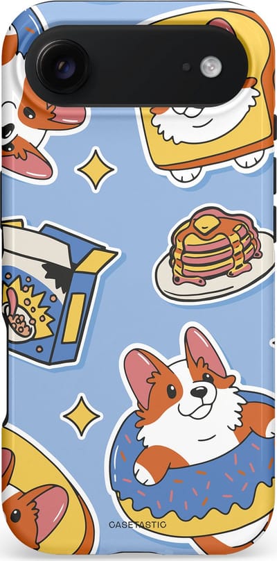 Casetastic hoesje geschikt voor Apple iPhone Air - MagSafe - Dubbellaagse bescherming - Hondenfeest Ontbijt - Fashion Case - Lichtblauw Lichtgrijs Taupe Terracotta