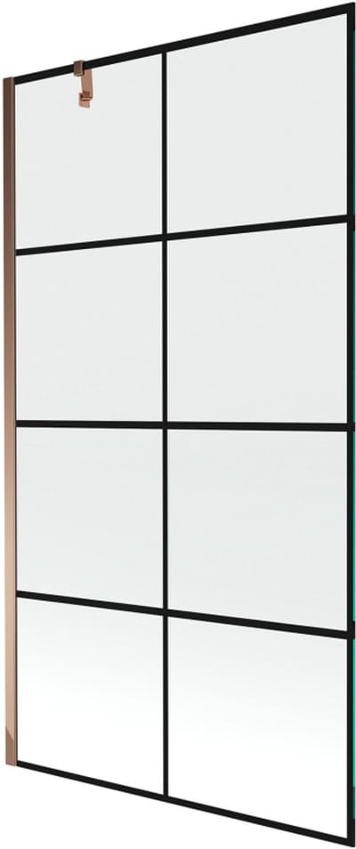Mexen Next 1-delige badwand 100 x 150 , zwart raster, roze goud - 895-100-000-00-77-60