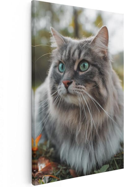 Artaza Canvas Schilderij Poes - 20x30 cm - Klein - Muurdecoratie Kat - Wanddecoratie Woonkamer - Schilderijen Op Canvas