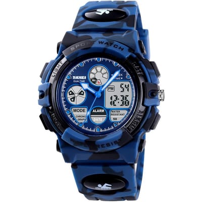 SKMEI 1163 Horloges Kinderen Buitensporten Kinderhorloge Digitaal Quartz Polshorloge voor Jongens Meisjes donkerblauwe kleur