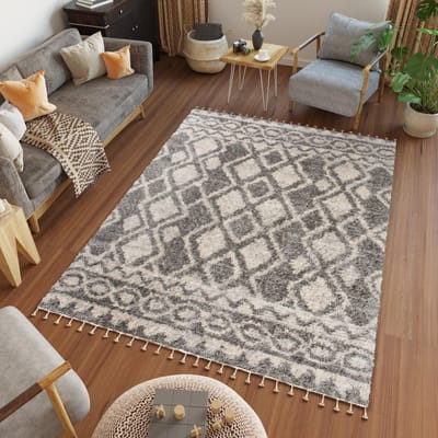 Tapiso Versay Fringes Vloerkleed Boho Hoogpolig Shaggy Tapijt Maat- 80x200