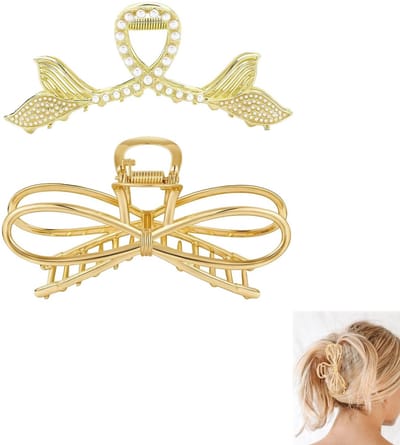 2 Pieces Grote Metalen Haarspelden - Lange Dikke Zware Duurzame Niet-Slip Sterke Grip Mode voor Vrouwen Meisjes Haarclips Accessoires Elegante Haarpin