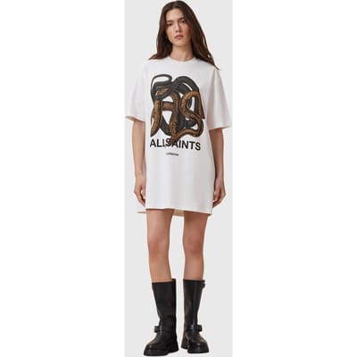 AllSaints Reticulate Tee Dress Chalk White Taglia: XS | Abiti Mini Outlet | Donna | Bianco