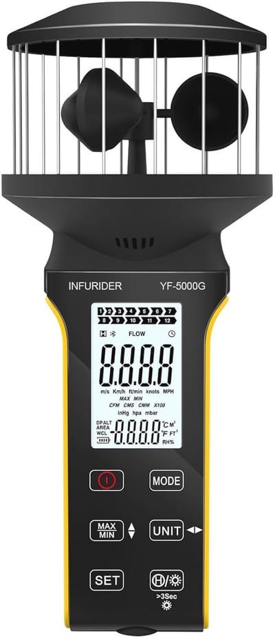 Draagbare Digitale Windsnelheidsmeter met Antistoftoets en Oplaadfunctie voor Windvolume, Kou en Temperatuur