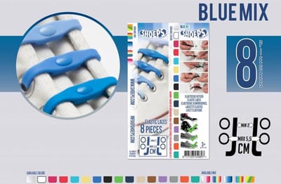 SHOEPS 8 Blue Mix - elastische veters