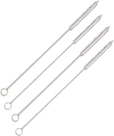 Knaak Schoonmaakborstels Set van 4 - Voor Rietjes, Latte‑Buisjes & Espresso‑Apparaten - RVS/Nylon