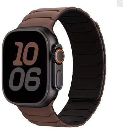 Chocolade zwart horlogebandje smartwatch dames en heren magnetisch sport siliconen band Geschikt voor Apple Watch 38 mm / 40 mm / 41 mm / 42 mm (serie 10 / 11) tweekleurig design vervangende watch band