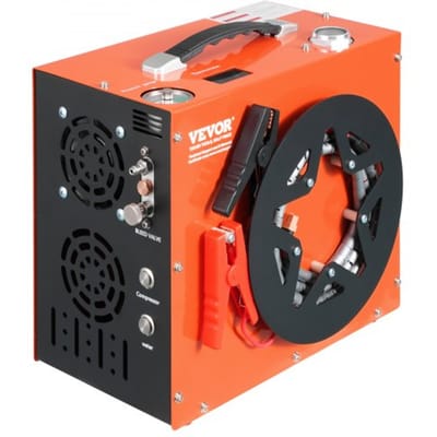 VEVOR PCP-luchtcompressor, 4500 PSI/30 MPa draagbare PCP-luchtbukscompressor - ingebouwd water- en ventilatorkoelsysteem, auto-stop DC12V/AC230V paintball-tankcompressor voor luchtbuks, duikfles