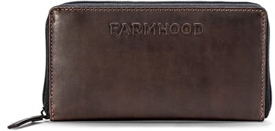 Farmhood Nashville Portemonnee RFID-bescherming Leer 19.5 cm - Dames - Horizontaal - dark brown