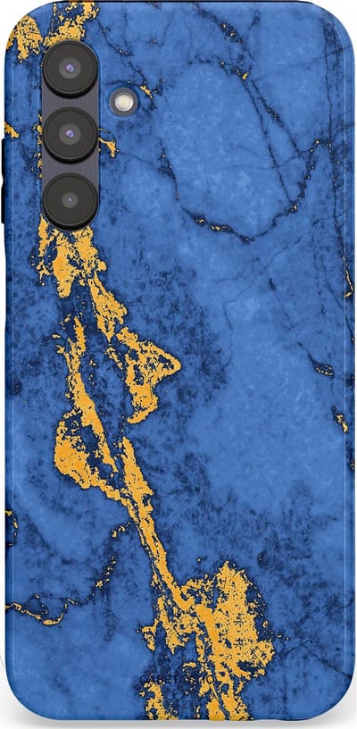 Casetastic hoesje geschikt voor Samsung Galaxy A25 - Dubbellaagse bescherming - Koninklijk Marmer - Fashion Case - Blauw Goud