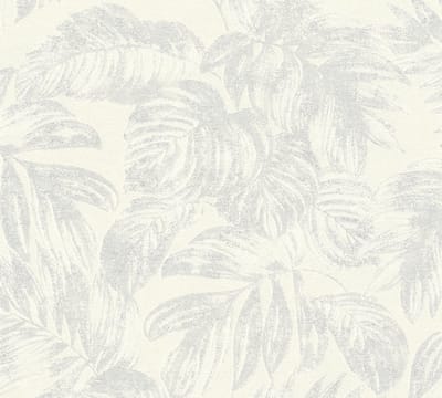 BLADEREN BEHANG | Botanisch - Wit Zilver Creme - A.S. Création Casual Living