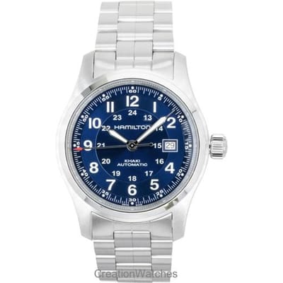 Hamilton Khaki Roestvrij Staal Blauwe Wijzerplaat Automatisch H70605140 100M Herenhorloge blauw