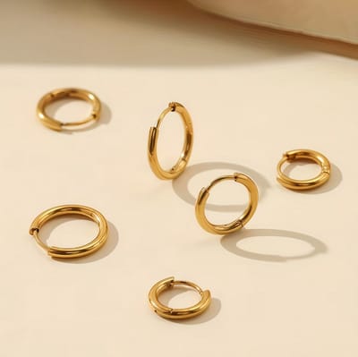 Goudkleurig oorbellen dames earparty set oorringen roestvrij staal 4 paar minimalistische ronde oorbellen kleine hoops 8 mm 10 mm 12 mm 14 mm geometrische oorringen