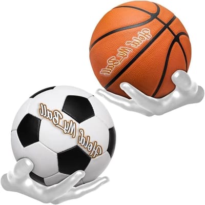Creatieve Wandplanken in Palmvorm voor Sportballen, Ideale Ballenhouder voor Basketbal, Voetbal en Volleybal met 3 Bevestigingsschroeven (Wit)