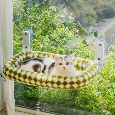 Unyqoos ® Grote Opvouwbare Kattenhangmat met Dikke Afneembare Overtrek, Zuignappen, Geschikt voor Grote Katten tot 18 kg