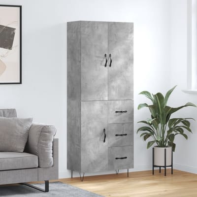 vidaXL - Hoge - kast - 69,5x34x180 - cm - bewerkt - hout - betongrijs