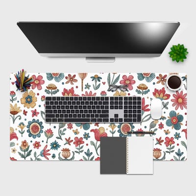 Bureauonderlegger - Bureau mat - Bureau organiseren - Water- en hittebestendig - 90x40 cm - Bloemenprint