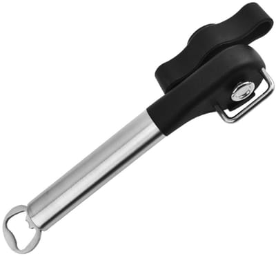 Dailygoods- Blikopener 2-in-1 - Roestvrij Staal - Veiligheidsflessen - Gebruiksvriendelijke Grip - Eenvoudig Pop-top Blikjes Openen - Afmeting 22 x 6 cm - Flesopener