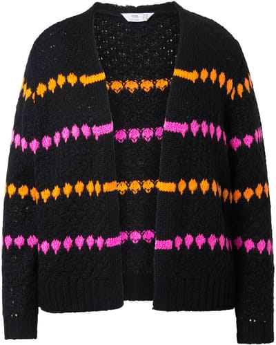 Angel of Style - Dames - Cardigan Straight Fit neonkleurige details - Zwart - Maat 46+