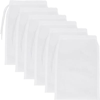 Aquariumfilterzakken, aquarium media mesh filterzak high flow fijn gaas net met plastic rits voor aquarium bio-ballen, gepelletiseerde koolstof (9 x 5 inch) wit 6 stuks