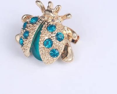 Zelto-Kever Broche- Blauw met Goud- 2 Centimeter