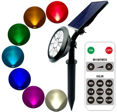 Smart Outdoor Solar Grondspot - Slimme LED Tuinverlichting Waterdicht - Buitenlamp op Zonne Energie - Prikspot - RGB en Warm Wit Licht - Zwart