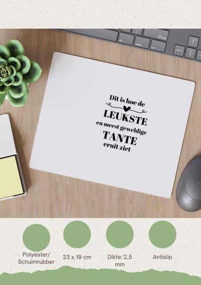 Akyol - dit is hoe de leukste en meest geweldigste tante eruit ziet Muismat - Tante - meest leukste tante - verjaardag - cadeautje voor tante - tante artikelen - kado - geschenk - 23 bij 19 cm