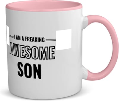 Akyol - i am a freaking awesome son koffiemok - theemok - roze - Zoon - de meest geweldigste zoon - verjaardagscadeau - verjaardag - cadeau - cadeautje voor zoon - zoon artikelen - kado - geschenk - gift - 350 ML inhoud