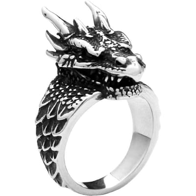 Vintage Noorse Drakenkop Ring Roestvrij Staal Viking Amulet Ringen Voor Mannen Mode Punk Dierlijke Sieraden Cadeau Dropshipping 11 black