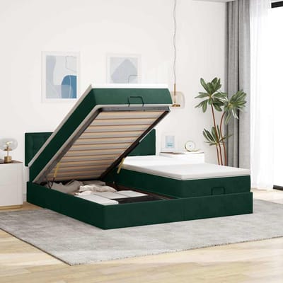 vidaXL - Ottoman - bed - met - matrassen - 160x200cm - fluweel - donkergroen