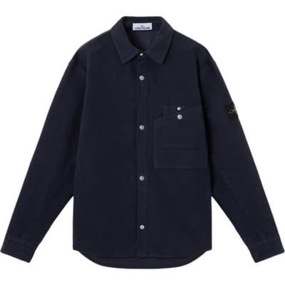 Stone Island Effen Kleur Enkele Rij Knopen Lange Mouwen Zakkenhemd Herenhemden K2S151200019S0228-V0020 XL black