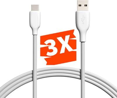 USB C naar USB-A Kabel - 2 Meter Lang - 3A/18W - Datakabel 480 MBps - Sterk Rubber - Fast Charging - Voor o.a S8,S9,S10,S20,S21,S22,Tablet,A7,A8,A9,S7,S8,S9