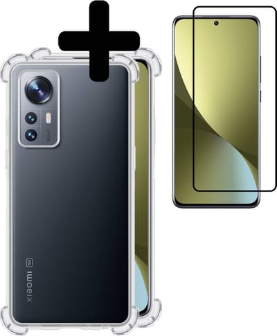 Hoesje - Met Screenprotector - Geschikt voor Xiaomi 12 - Sterk & Shockproof - Siliconen Case - Back Cover - Telefoon Hoes - Shock Proof - Telefoonhoesjes - Transparant