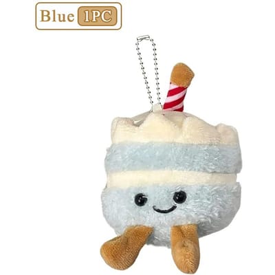 1-S Porte-clés Gâteau Peluche Mignon Cadeau d'Anniversaire Réaliste Jouet Doux Poupée Décor pour Filles Garçons Cadeaux de Fête Décoration Maison Voiture white
